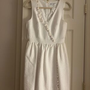 Silver Trina Rurk Embellished Sheath Dress with V-Neck Cap Sleeves